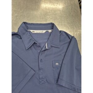 Travis Mathew Polo Shirt Mens XL Blue Golf Short Sleeve Pocket